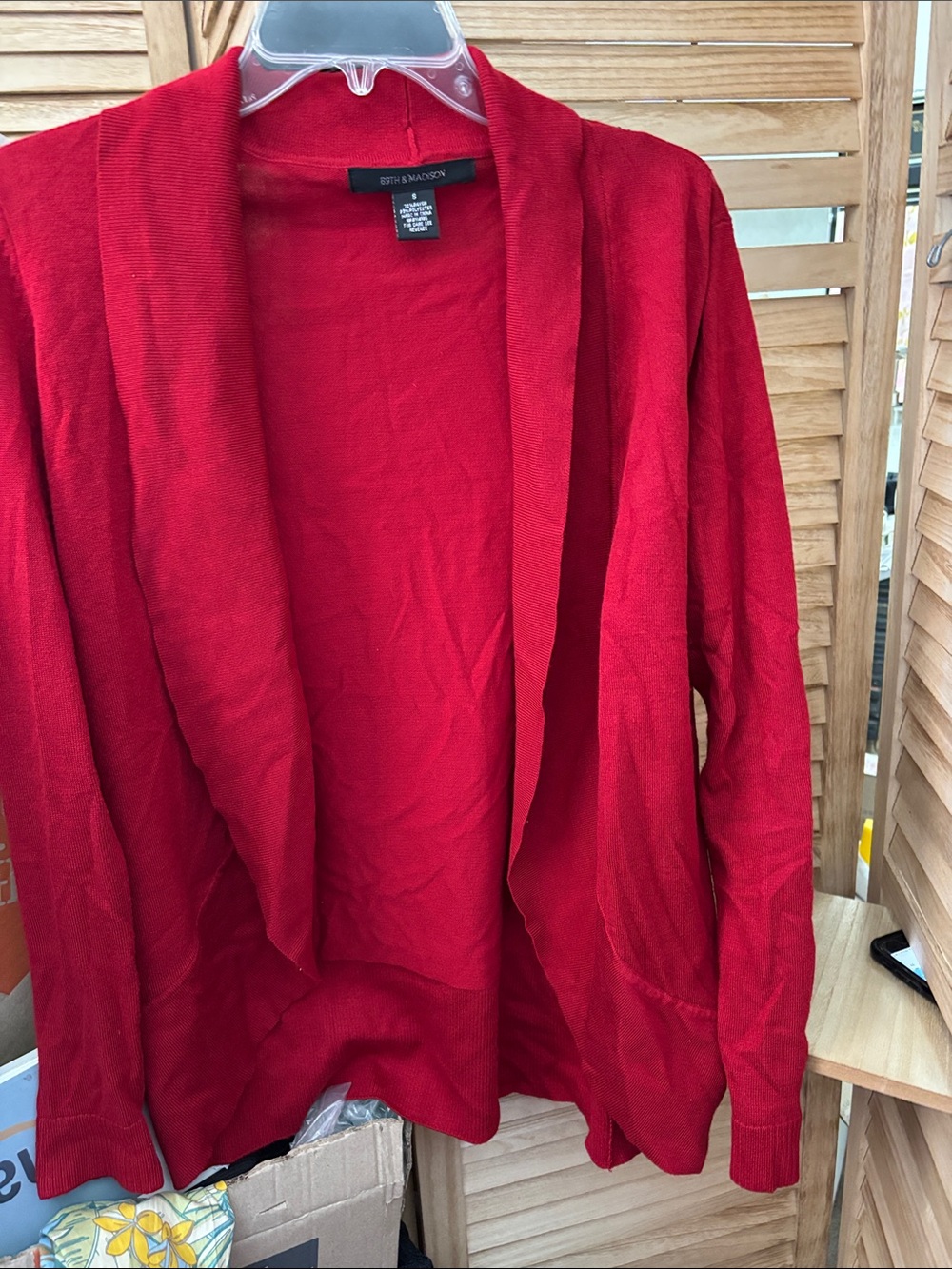 89th and Madison Open-Front Red Women's Sweater Cardigan Small
